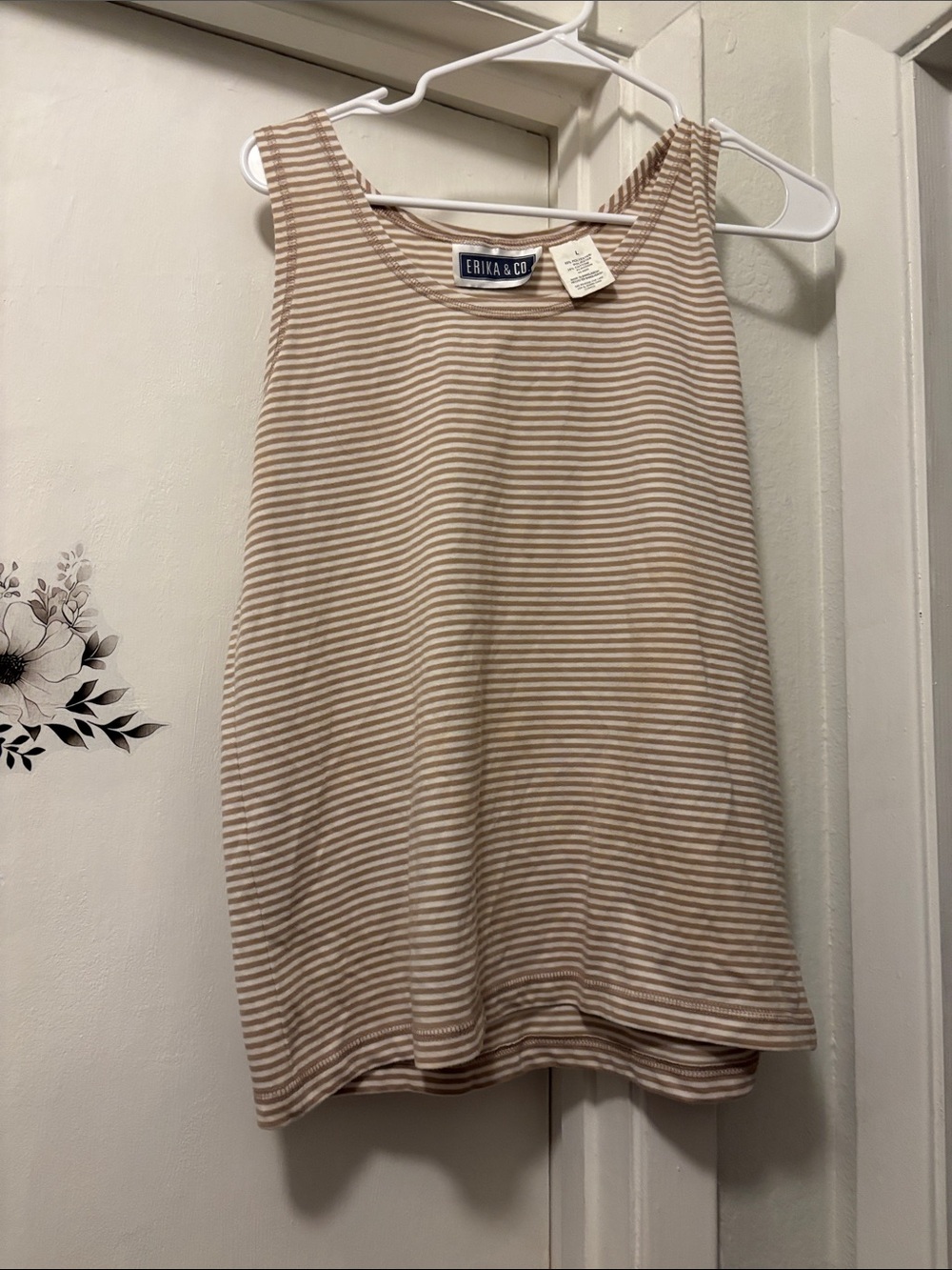 Erika & Co. Women’s Beige Striped Tank Top